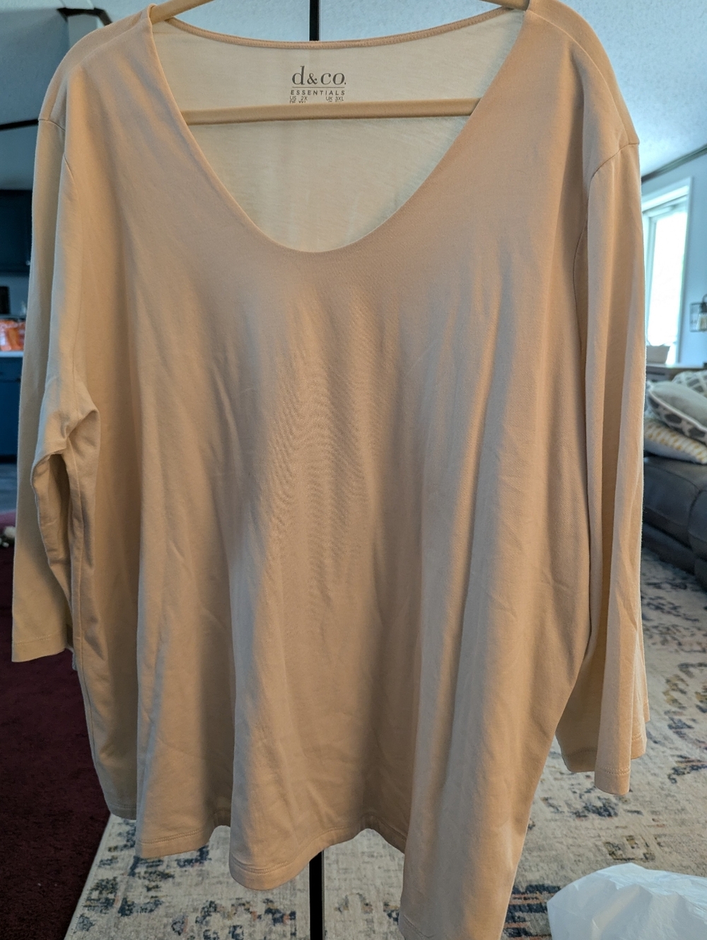 Denim & Co. Cream Scoop Neck Women's Top
